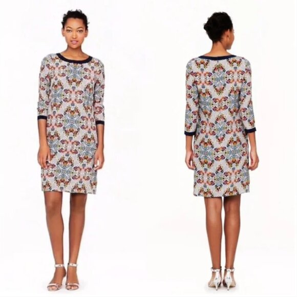 J. CREW 100% Silk Misty Fog Floral Shift Dress size 4 - Picture 1 of 8